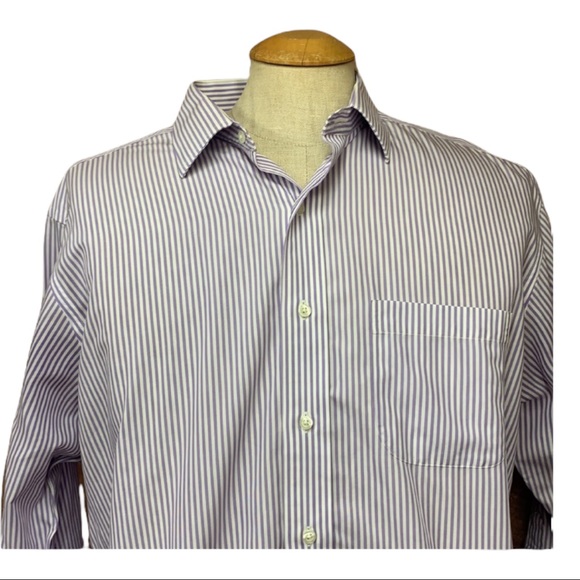 Sz17.5 Brooks Brothers Button Down Shirt 👔 Lavender and White - Picture 3 of 6